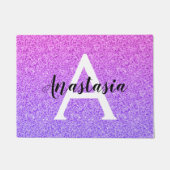 Girly Glam Ombre Paarse Glitter Sparkles Monogram Deurmat (Voorkant)