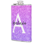 Girly Glam Ombre Paarse Glitter Sparkles Monogram Heupfles (Links)