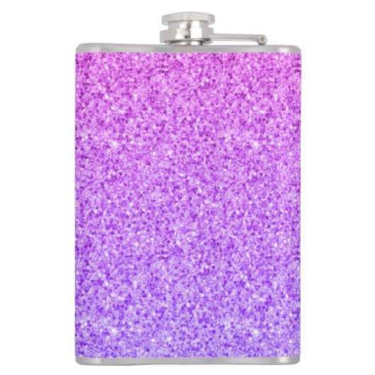 Girly Glam Ombre Paarse Glitter Sparkles Monogram Heupfles (Achterkant)