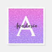Girly Glam Ombre Paarse Glitter Sparkles Monogram Servet (Voorkant)