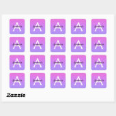 Girly Glam Ombre Paarse Glitter Sparkles Monogram Vierkante Sticker (Vel)