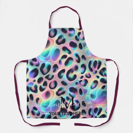 Girly Glam Opal Luipaardprint All-Over Print Keuke Schort (Voorkant)
