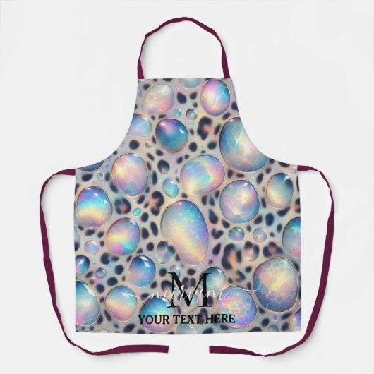 Girly Glam Opal Luipaardprint All-Over Print Schor Schort (Voorkant)