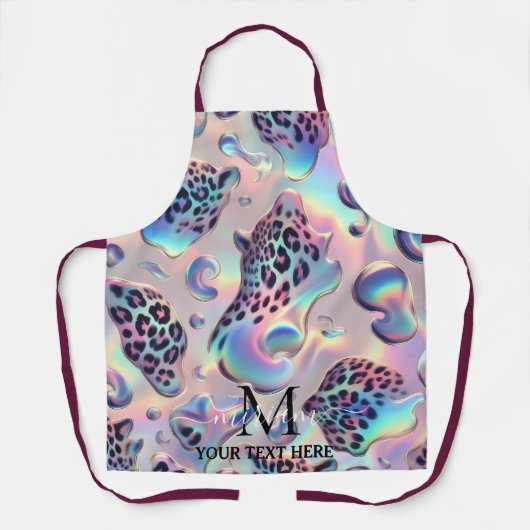 Girly Glam Opal Luipaardprint All-Over Print Schor Schort (Voorkant)