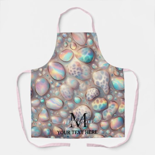 Girly Glam Opal Luipaardprint All-Over Print Schor Schort (Voorkant)