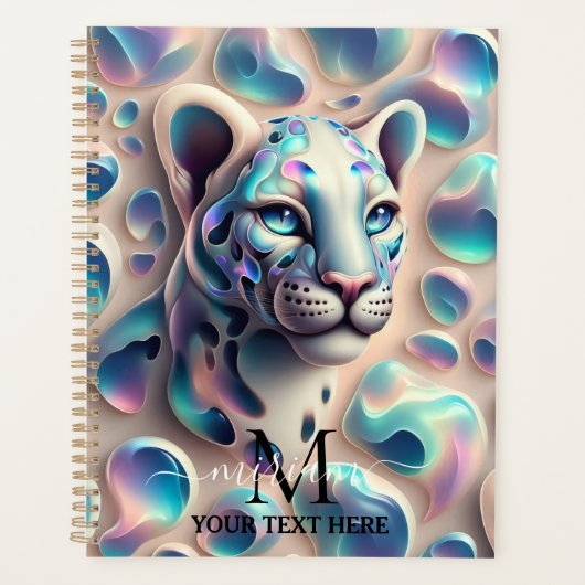 Girly Glam Opale Luipaardprint Kantoor School Planner (Voorkant)