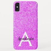 Girly Glam Paars Glitter Sparkles Monogram Case-Mate iPhone Case (Achterkant)