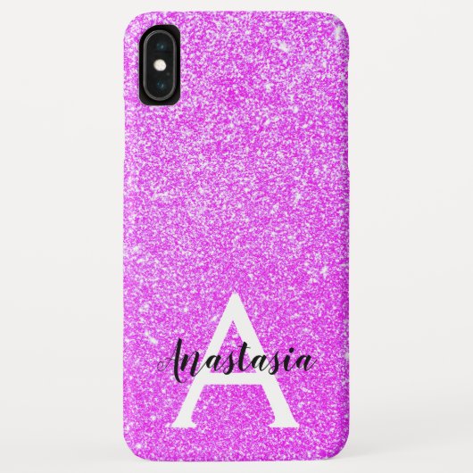Girly Glam Paars Glitter Sparkles Monogram Case-Mate iPhone Case (Achterkant)