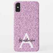 Girly Glam Paars Glitter Sparkles Monogram Case-Mate iPhone Case (Achterkant)