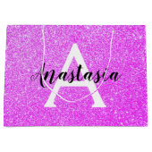 Girly Glam Paars Glitter Sparkles Monogram Groot Cadeauzakje (Voorkant)