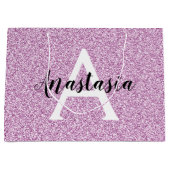Girly Glam Paars Glitter Sparkles Monogram Groot Cadeauzakje (Voorkant)