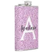 Girly Glam Paars Glitter Sparkles Monogram Heupfles (Rechts)