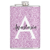 Girly Glam Paars Glitter Sparkles Monogram Heupfles (Voorkant)