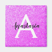Girly Glam Paars Glitter Sparkles Monogram Magneet (Voorkant)