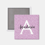 Girly Glam Paars Glitter Sparkles Monogram Magneet (Voorkant / Achterkant)