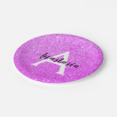 Girly Glam Paars Glitter Sparkles Monogram Papieren Bordje (Gekanteld)