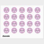 Girly Glam Paars Glitter Sparkles Monogram Ronde Sticker (Vel)