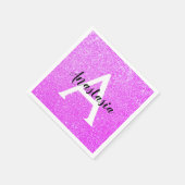 Girly Glam Paars Glitter Sparkles Monogram Servet (Hoek)