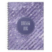 Girly Glam Paarse Glitter Stripes Notitieboek (Voorkant)