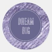 Girly Glam Paarse Glitter Stripes Ronde Sticker (Voorkant)