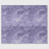 Girly Glam Paarse Glitter Stripes Verjaardag Cadeaupapier (Vlak)