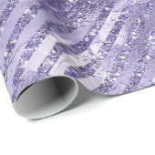 Girly Glam Paarse Glitter Stripes Verjaardag Cadeaupapier (Rol Hoek)