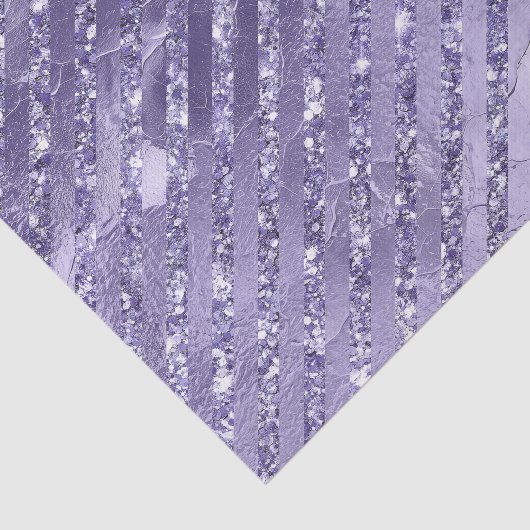 Girly Glam Paarse Glitter Stripes Verjaardag Tissuepapier (Detail)