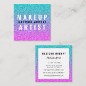 Girly Glam Pink Blue Paars Glitter Ombre Monogram Vierkante Visitekaartje (Voorkant / Achterkant)