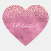 Girly Glam Pink Glitter Hart Sticker (Voorkant)
