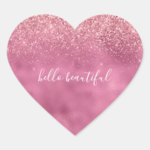 Girly Glam Pink Glitter Hart Sticker