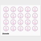 Girly Glam Pink Lila Paars Glitter 1e verjaardag Ronde Sticker (Vel)