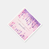 Girly Glam Pink Paars Glitter Drip 13th Birthday Servet (Hoek)