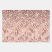 Girly Glam Pink Peach Roos Zebra Print Inpakpapier Vel (Voorkant 3)