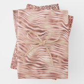 Girly Glam Pink Peach Roos Zebra Print Inpakpapier Vel (In situ)