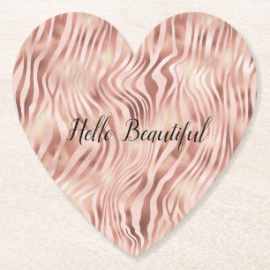  Girly Glam Pink Peach Roos Zebra Print Kartonnen Onderzetters