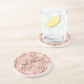  Girly Glam Pink Peach Roos Zebra Print Zandsteen Onderzetter (Zijkant)
