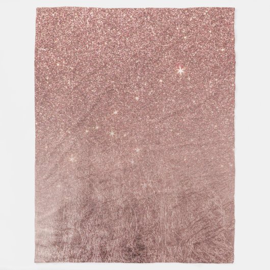 Girly Glam Pink Rose Gold Foil en Glitter Mesh Fleece Deken (Voorkant)