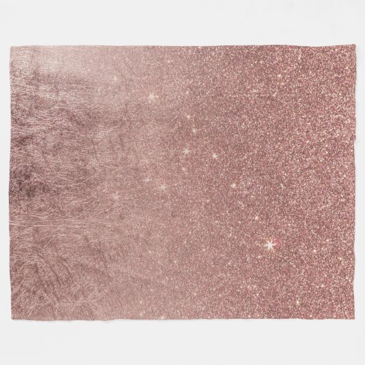 Girly Glam Pink Rose Gold Foil en Glitter Mesh Fleece Deken (Voorkant (Horizontaal))