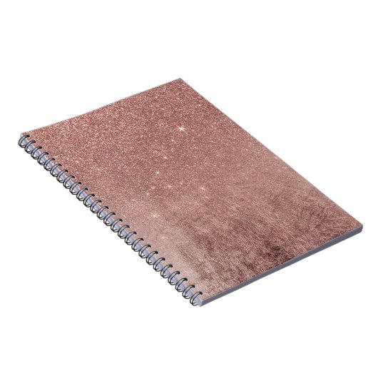 Girly Glam Pink Rose Gold Foil en Glitter Mesh Notitieboek (Rechterzijde)