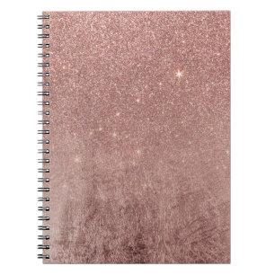 Girly Glam Pink Rose Gold Foil en Glitter Mesh Notitieboek