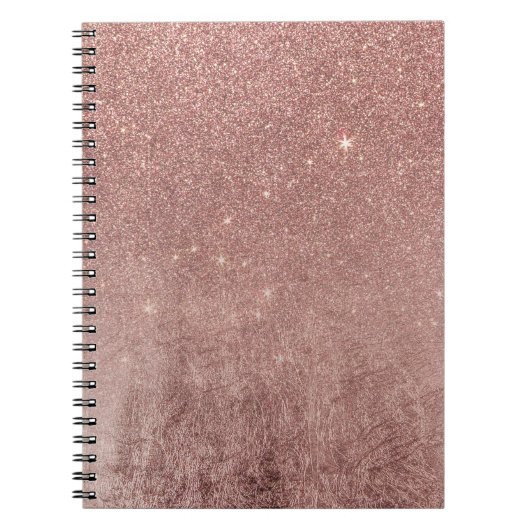 Girly Glam Pink Rose Gold Foil en Glitter Mesh Notitieboek (Voorkant)