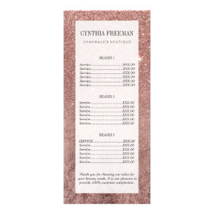 Girly Glam Pink Rose Gold Foil en Glitter Mesh Reclamekaart