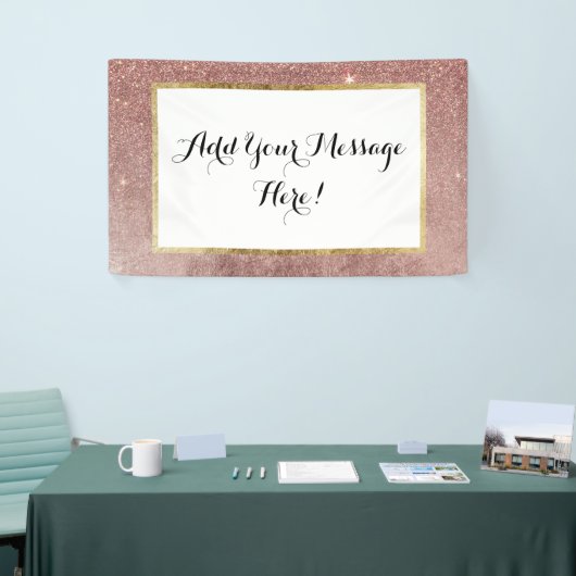 Girly Glam Pink Rose Gold Foil en Glitter Mesh Spandoek (Beurs)