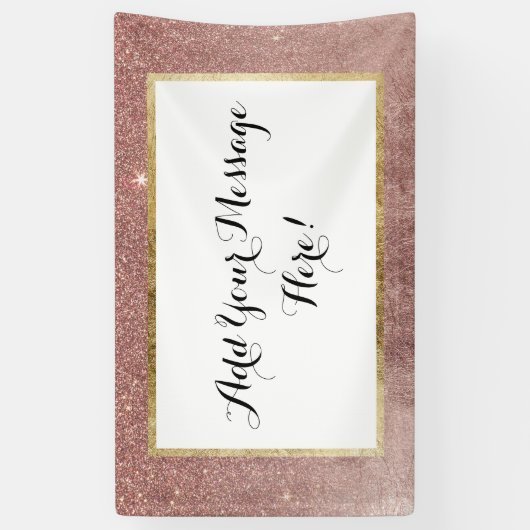 Girly Glam Pink Rose Gold Foil en Glitter Mesh Spandoek (Verticaal)