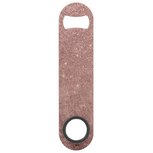 Girly Glam Pink Rose Gold Foil en Glitter Mesh Speed Flessenopener
