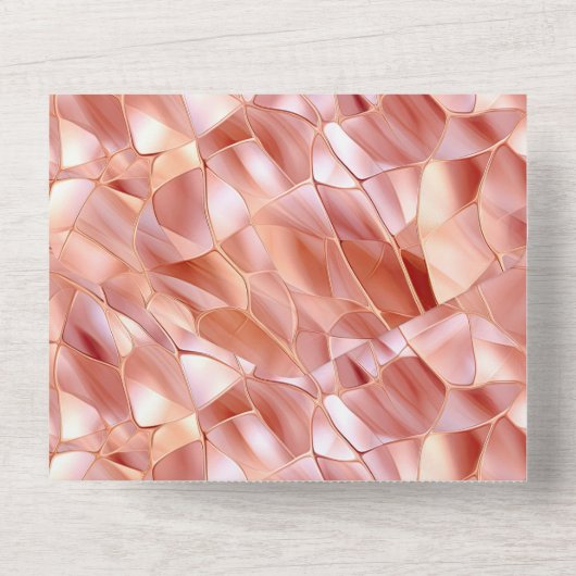 Girly Glam Pink Rose Gold Wedding All In One Uitnodiging (Achterkant)