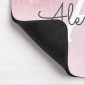 Girly Glam Pink Sparkle Glitter Monogram Muismat (Hoek)