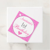 Girly Glam Princess Hot Pink Glitter 1e verjaardag Bedankjes Labels (In situ)