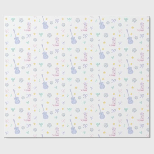 Girly Glam Rockstar Cowgirl Pop Star Party Cadeaupapier (Vlak)