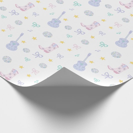 Girly Glam Rockstar Cowgirl Pop Star Party Cadeaupapier (Hoek)